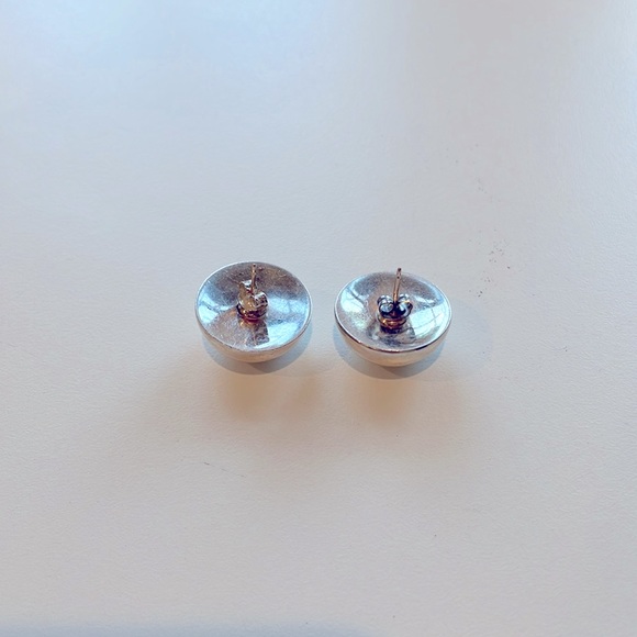 Vintage sterling silver button earrings - Picture 3 of 3